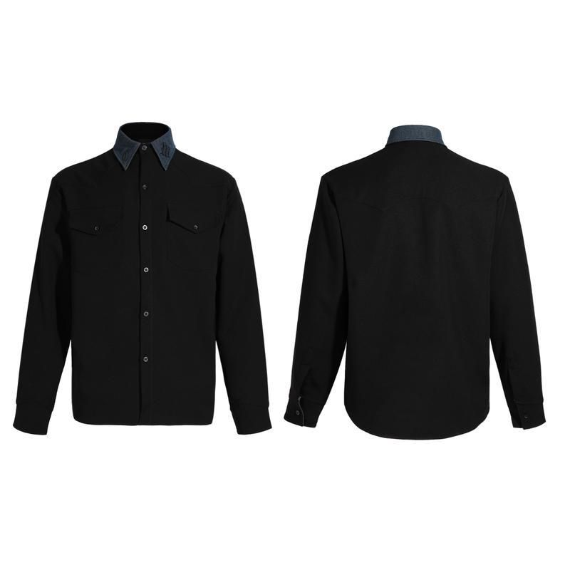 CHIVALRY Western Shirt With Denim Collar
