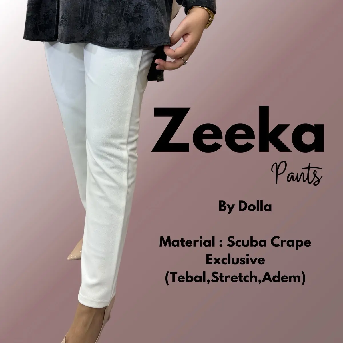 By Dolla - Zeeka Pants - Celana Casual Scuba Crape Formal Nyaman Santai Panjang Stretch