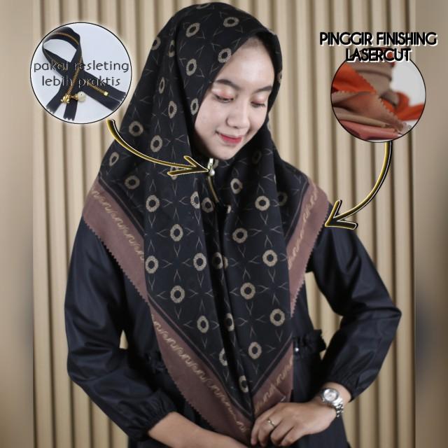 Product Introduction of hijab resleting  motif lebih praktis di pakai / hijab instan / kerudung motif zipper instant Muslim Voal Nyaman di pakai Mewah Segi Lembut 3