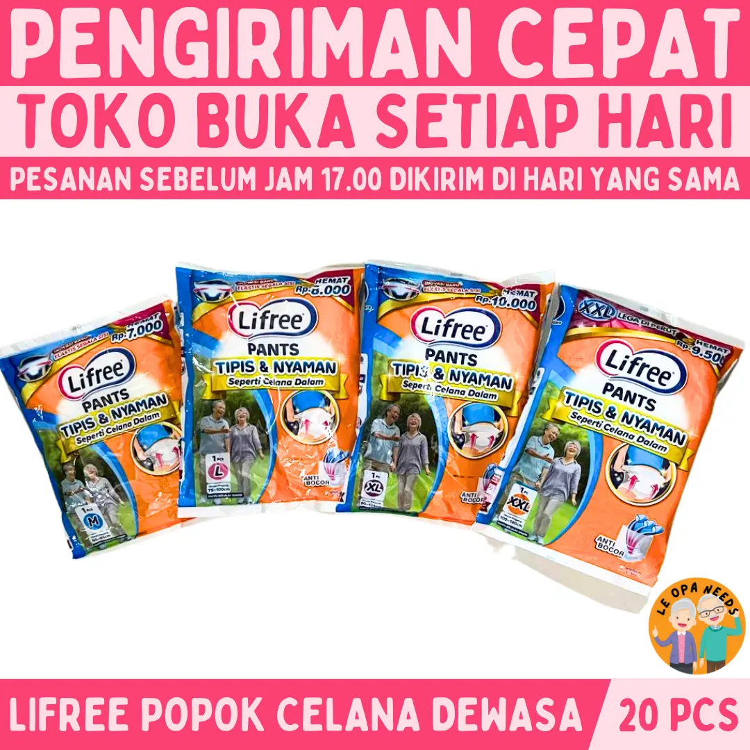 Lifree Popok Celana Dewasa Renceng 20pcs- Ukuran M L XL XXL 20 pcs