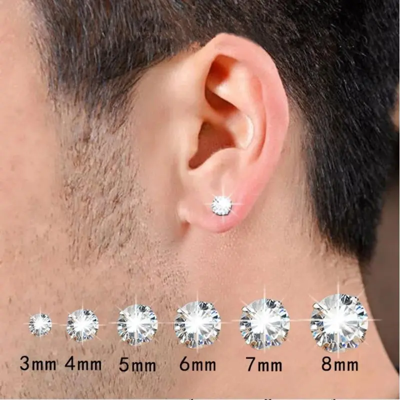 Anting magned zirkon size 5mm 6mm 7mm berbahan titanium anti karat untuk pria wanita