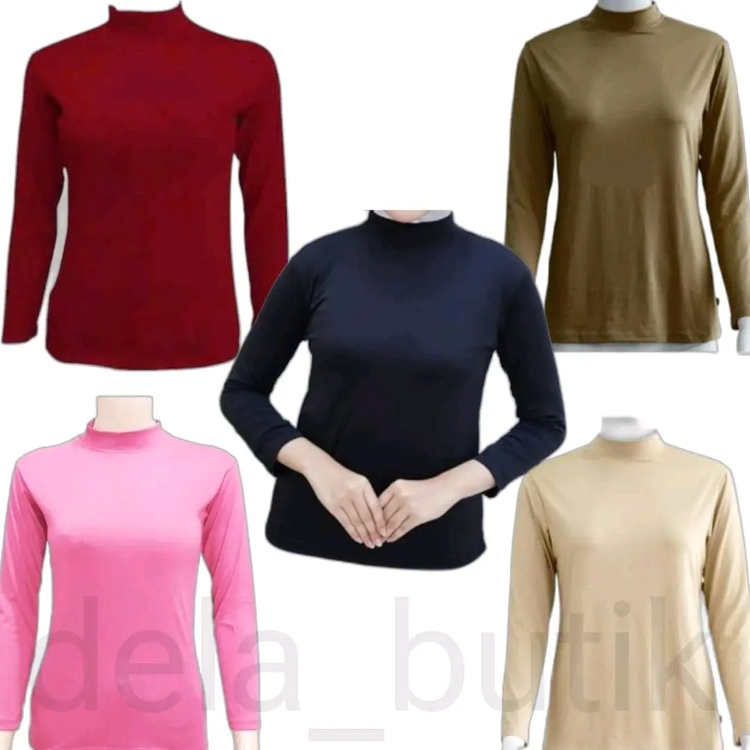 Manset Baju Turtle Neck Inner Polos Tangan Panjang Bahan Spandek Rayon Premium