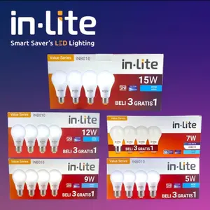 LAMPU INLITE PAKET VALUE SERIES BELI 3 GRATIS 1 BOHLAM LED IN-LITE LED BULB BOHLAM LED MURAH 3W 5W 7W 9W 12W 15W 18W PAKET BELI 3 GRATIS 1 PAKET ISI 4 VALUE INB010 3 WATT 5 WATT 7 WATT 9 WATT 12 WATT 15 WATT 18 WATT