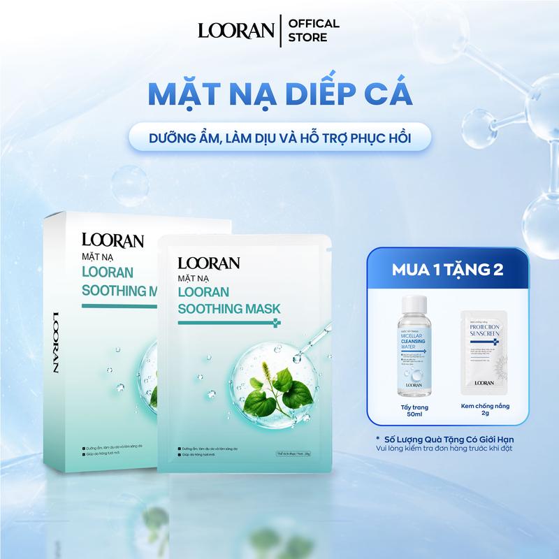 Mặt Nạ LOORAN Diếp Cá - Dưỡng Ẩm, Làm Sáng Da, Phục Hồi Da, Hỗ Trợ Ngăn Ngừa Lão Hóa - Hộp 10 Miếng (28g x 10 miếng)