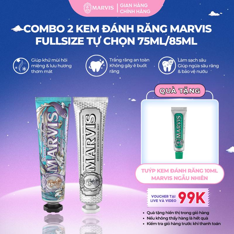 [Mua 2 Nhận 3] Combo 2 Tuýp Kem Đánh Răng Tùy Chọn Marvis Whitening/Classic 13 Hương Vị 75/85ml [IH]