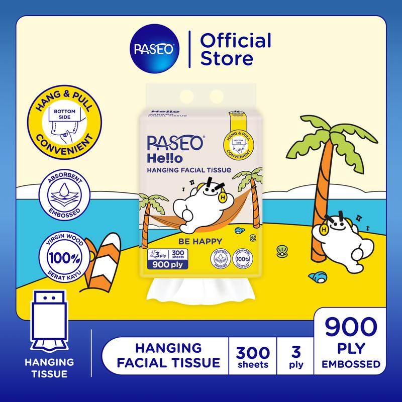 Paseo He!!o Hanging Facial Tissue 3Ply 900 Helai / Tisu wajah gantung ...