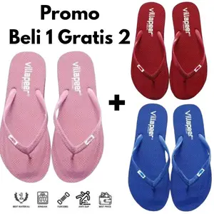 Sandal Jepit Wanita Villapeer Classic Promo Paket Hemat 3Pcs Sandal Jepit Kekinian Terbaru spons Karet
