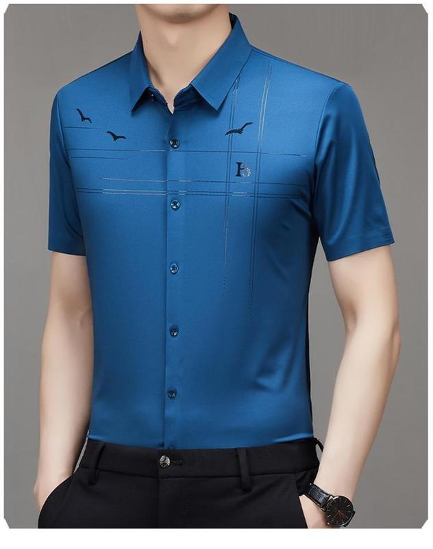 Kemeja Pria Premium: H2 Casual Formal Kerah Hitam Pria Atasan Jeans 7