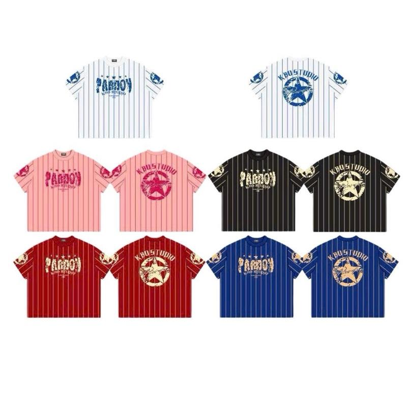 ÁO THUN NAM NỮ BOXY IN KẺ SỌC “PARDON NGÔI SAO” x K.BO UNISEX TOP ÁO PHÔNG CỔ TRÒN