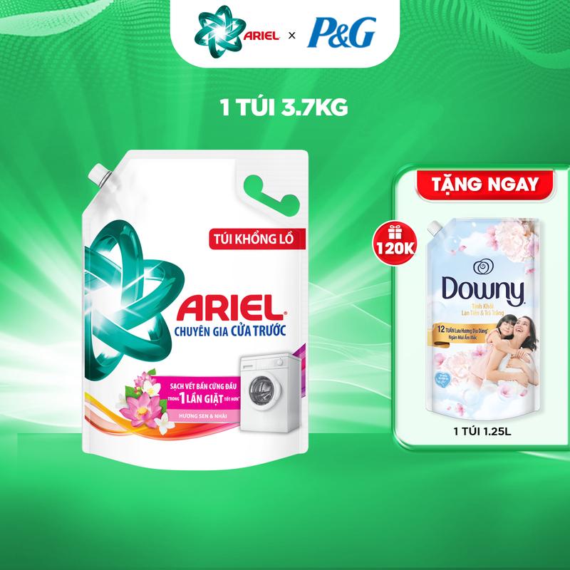 [Mua 1 tặng 1] Nước Giặt Ariel Cửa Trên & Cửa trước các loại hương nước hoa 3.7kg - 4.1kg tặng Nước xả vải Downy Tinh Khôi 1.25L