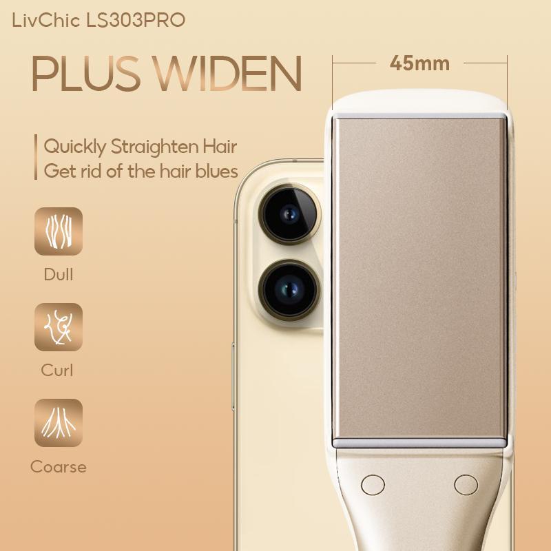 LivChic 2IN1 LS303 Catok Rambut untuk Meluruskan Keriting Ringan Alat pengeriting rambut Tongkat pelurus rambut Curly Kriting Hitam Elektrik