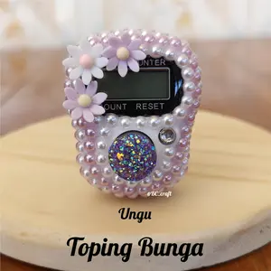 TOPPING BUNGA tasbih digital hias manik cantik tasbih dzikir tasbih mutiara murah tasbeh blink blink souvenir haji umroh kado pernikahan muslim Tasbih Digital Hias Manik Cantik - LCD Screen Display - Tombol Hitung dan Reset - Desain Mungil