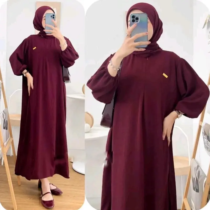 [BUNDLE 3 PCS] AMANDA MIDI DRESS CRINKLE AIRFLOW PREMIUM  Ootd Gamis Jumbo 4