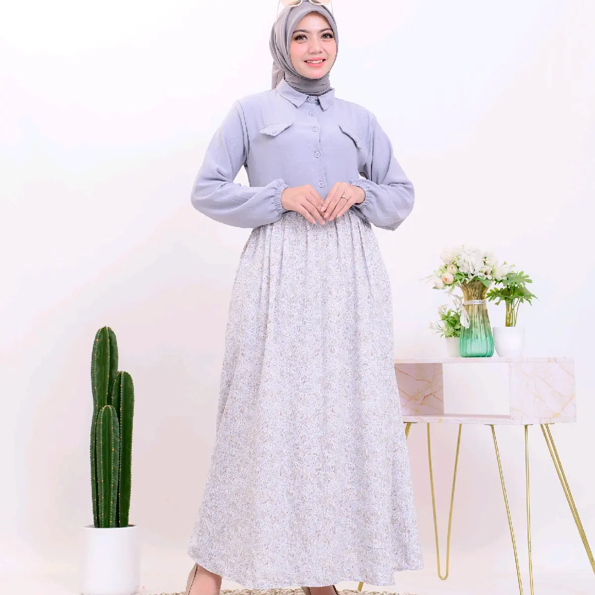 Nada Dress Muslim Wanita / Dress Rayon mix Crincle Busui