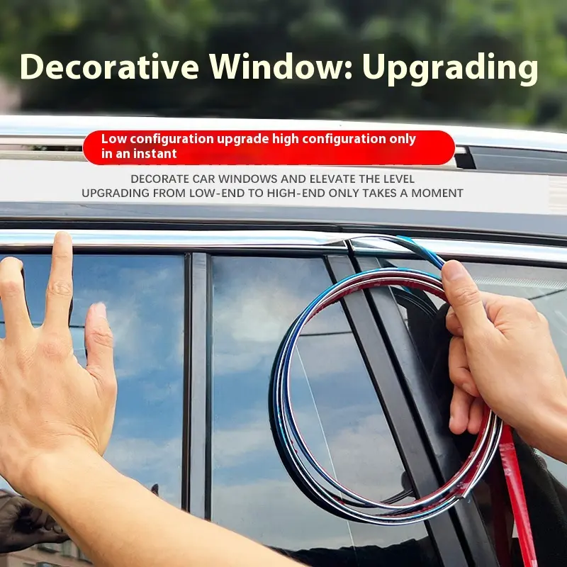 1Pcs Car Decorative Strips Chrome Bright Strips Body Door Grille Bumper Appearance Modification Electroplating Window Frame Strips