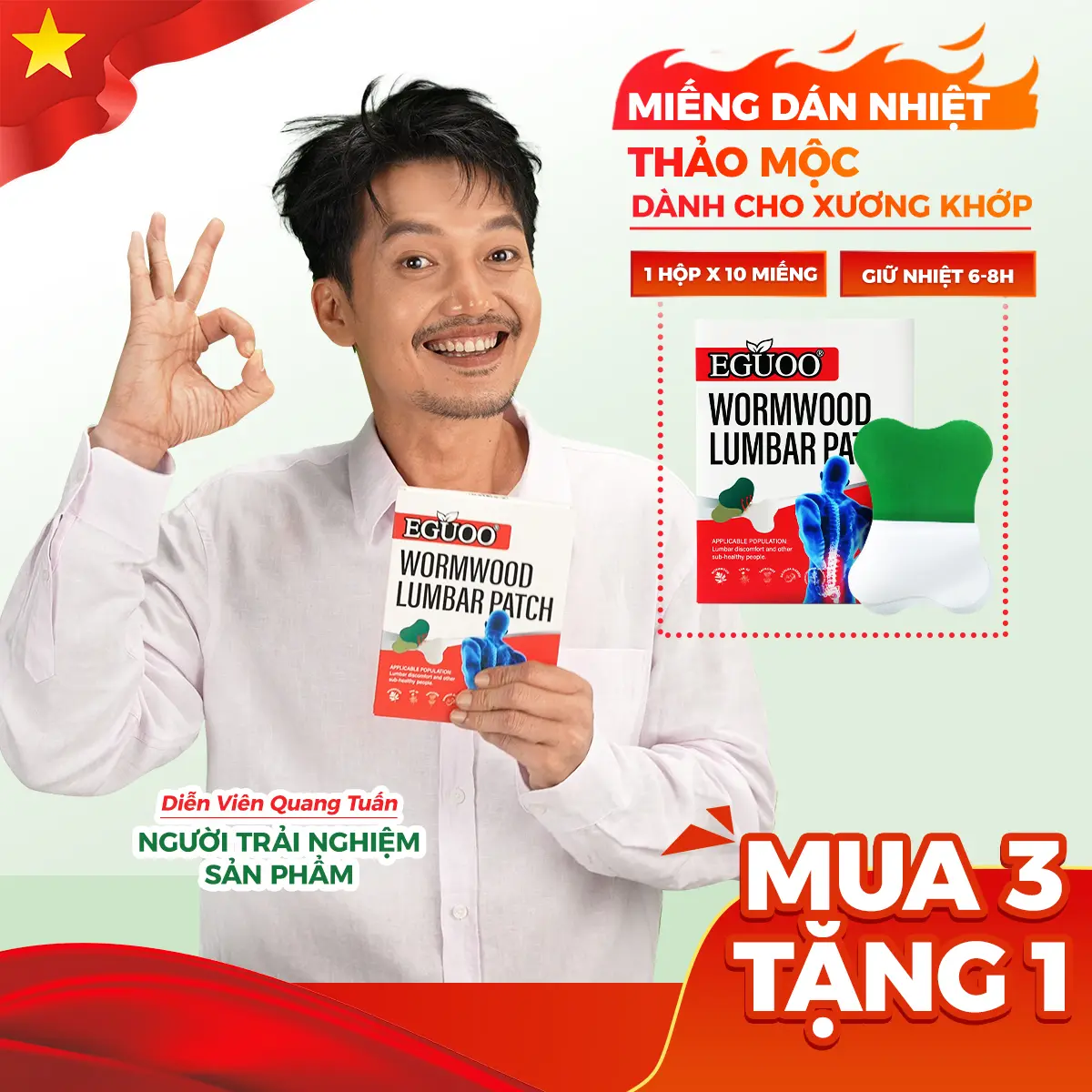 Miếng Dán Nhiệt Thảo Mộc Thiên Nhiên Giúp Hỗ Trợ Giảm Đau Mỏi EGUOO