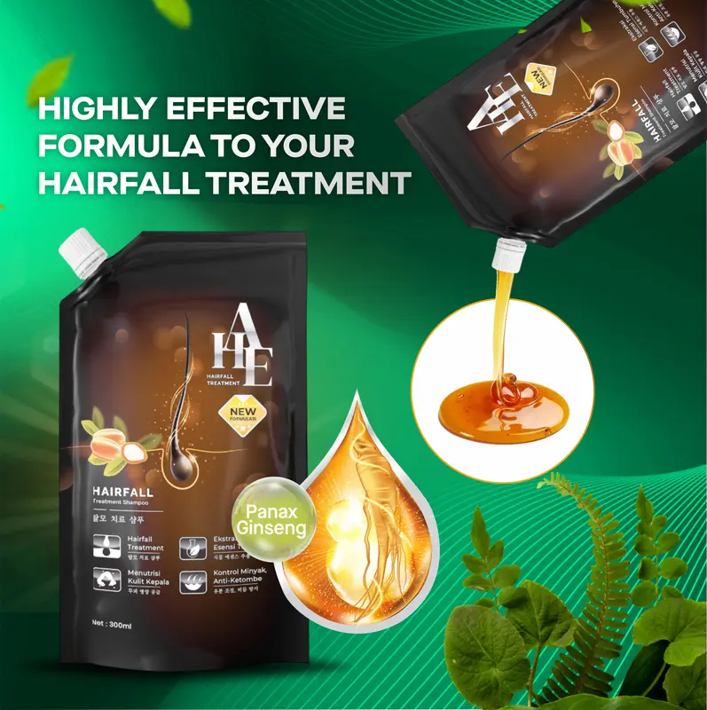 AHE Hair Fall Treatment Shampoo Hair Care Anti Hair Loss Oil Control Anti Dandruff Shampoo Anti Rontok Shampoo Anti Ketombe with Keratine and Zinc 300ML 7