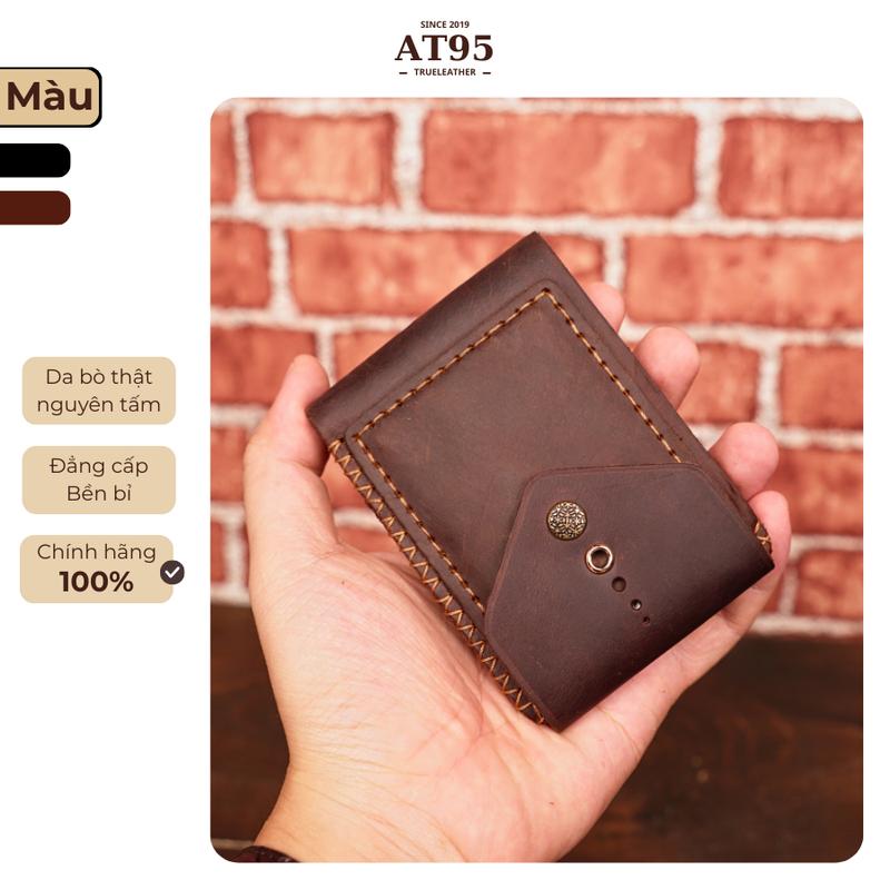 Ví mini nhỏ gọn Danny da bò sáp thật hàng thủ công thương hiệu W