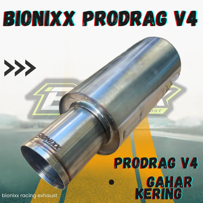 Bionixx Prodrag V4 Suara Kering Bigsize Knalpot Mobil Racing Kualitas Premium Motorcycle muffler  knalpot Tabung 6 inch 5