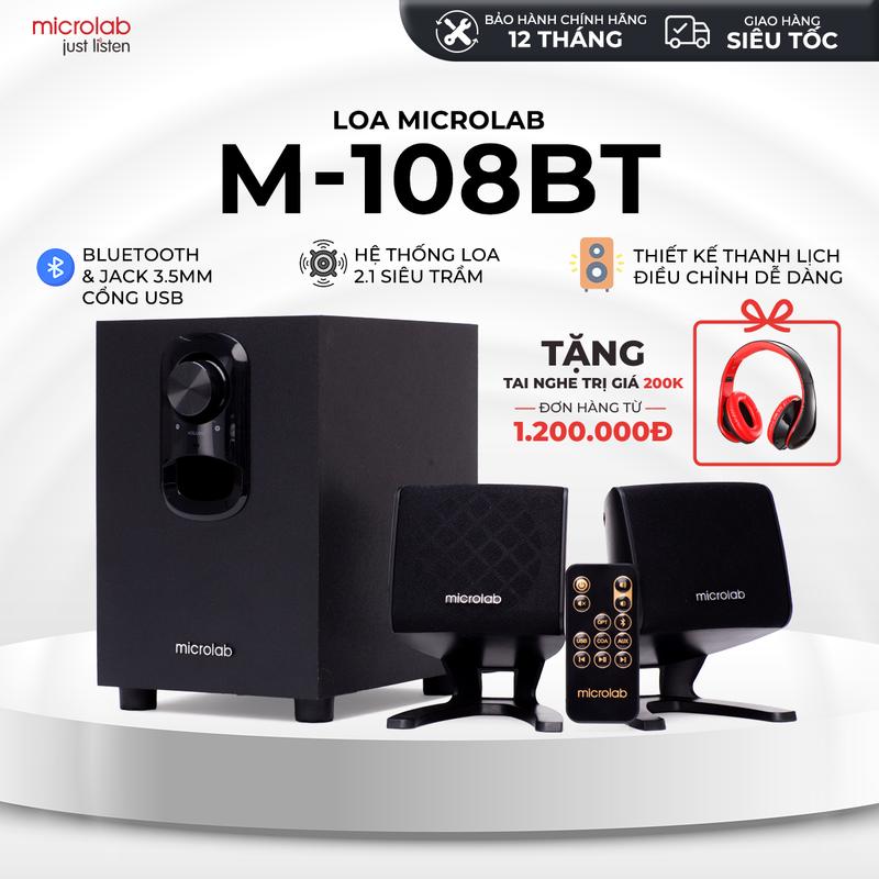 Loa Vi Tính 2.1 Microlab M108BT Có Bluetooth Củ Loa Nghe Nhạc Không Dây Wireless