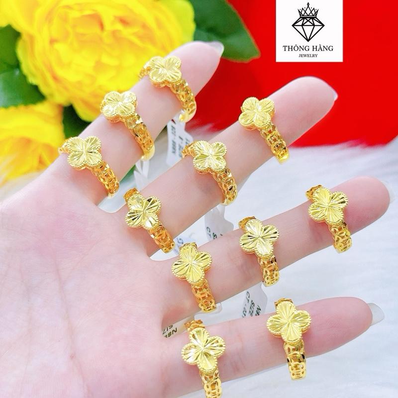 Nhẫn nữ cỏ 4 lá thời trang cao cấp có ký hiệu 18