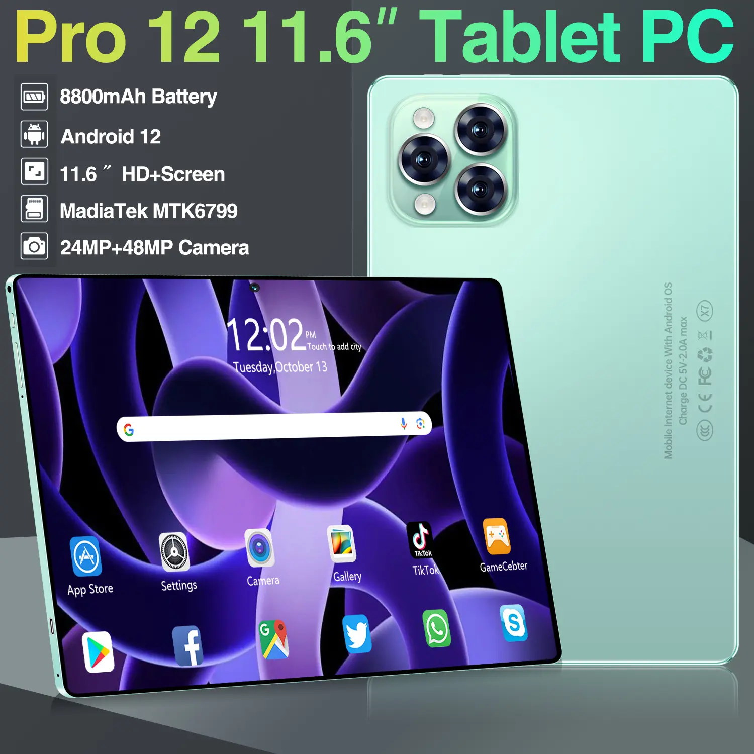 【free wireless mouse keyboard】  Pro12  11.6" Tablet [16GB+1TB] | Pengalaman Pro Layaknya PC | 120Hz OLED Real Color FullView Display | Ultra-tipi