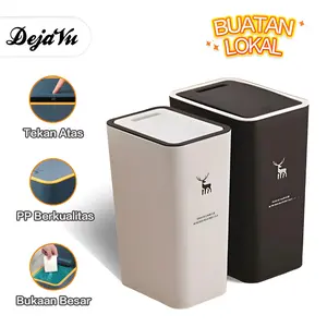 【BELI LOKAL】Dejavu Tong Sampah Plastik Minimalis Tertutup Kotak Sampah Ruang Tamu Dapur Tempat Sampah Kamar Mandi Dengan Klik Otomatis HSB602