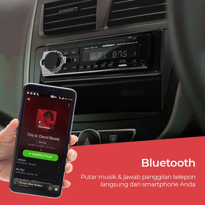 Tape Mobil Bluetooth head unit Single Din Tip mp3 Audio Multifungsi USB MP3 FM Radio AUX card reader universal mobil Car Kabel 5