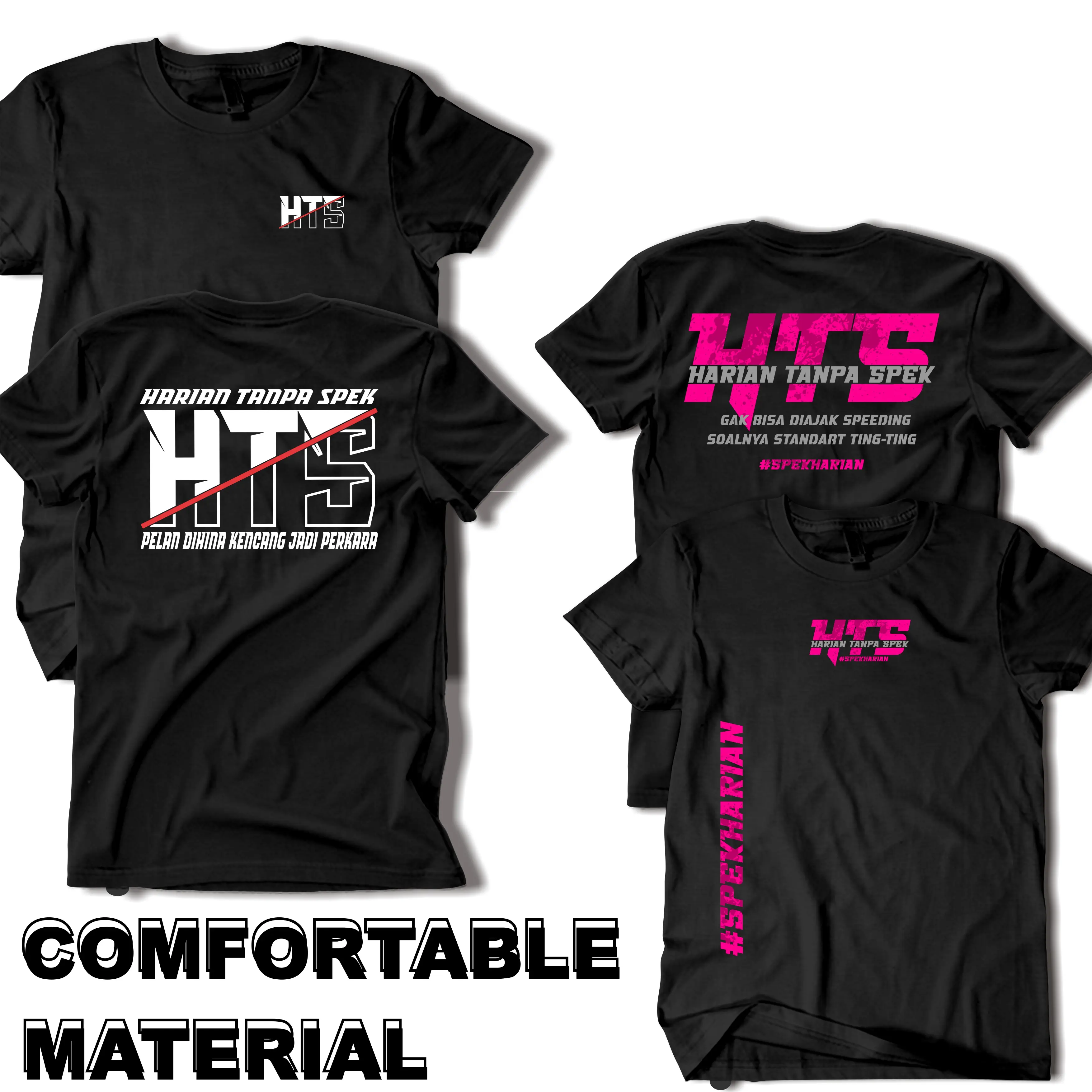 Baju Kaos Unisex Tulisan Kata Keren HTS Harian Tanpa Spek Viral T-shirt Pria Wanita Dewasa Distro Hitam Putih Sablon DTF Premium - Oblong Katun Combed Atasan Motor baju  katun cowok