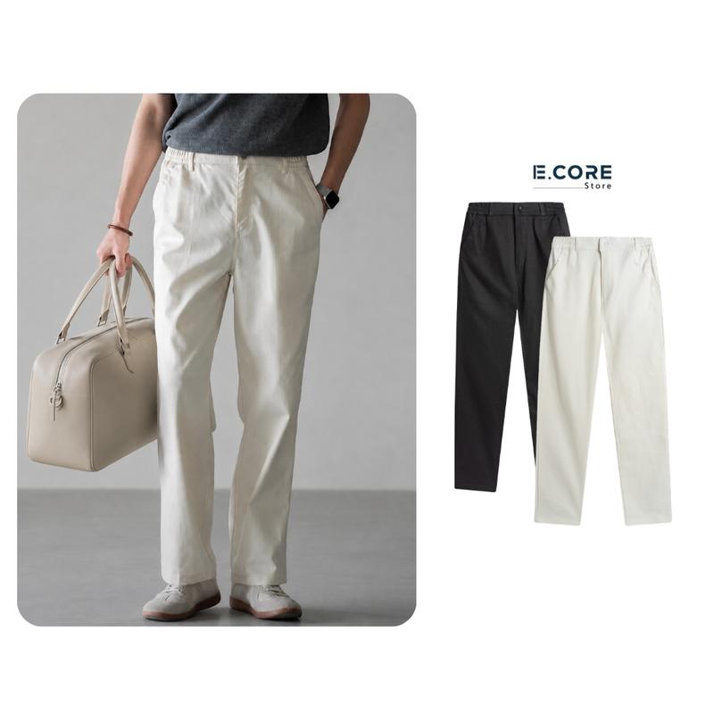 Quần Dài Kaki Nam Cạp Khoá Chất Liệu Cotton Cao Cấp có co giãn  Form Slim fit E Core Store