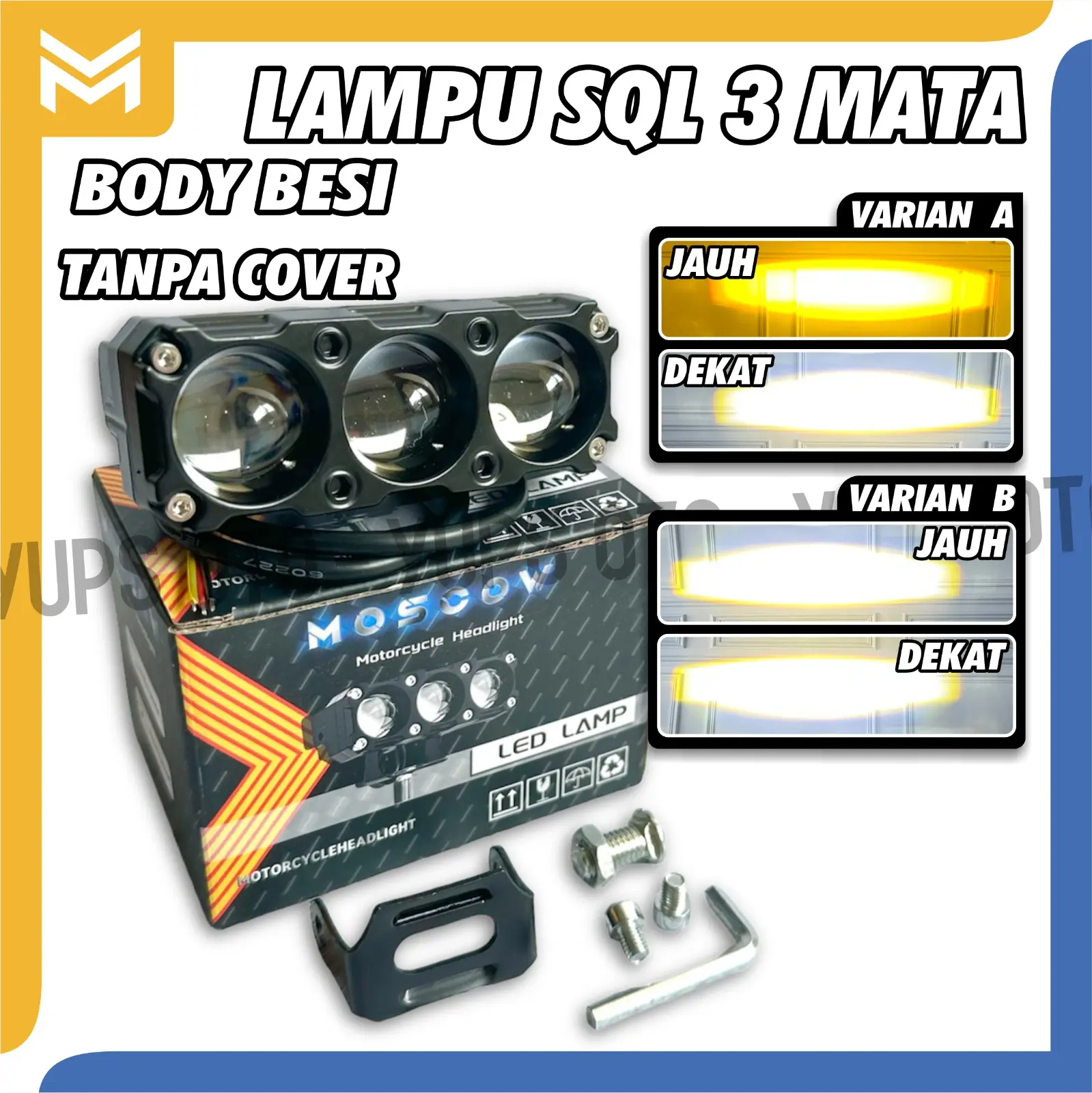 LAMPU TEMBAK LASER SQL FOGLAM LAMPU TEMBAK MINI SQL 3 MATA HIGH LOW 18 WATT LAMPU TEMBAK MOTOR MOBIL FOGLAMP SQL 3 MATA SUPER TERANG FULL BODY BESI ORIGINAL MOSCOW PREMIUM LAMPU UTAMA HEADLAMP FOG LAMP LAMPU SOROT UNIVERSAL DOBEL COLOR PNP MOTOR MOBIL