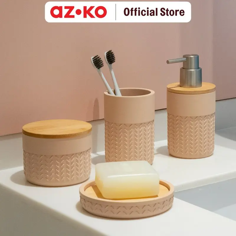 Desain modern  Praktis dan awet  Mudah digunakan dan dibersihkan  Dapat dijadikan dekorasi kamar mandi  Cocok diletakkan di wastafel atau di rak peralatan mandi  Dimensi produk : 9.5 x 9.5 x 7.5 cm    Material : polyresin & bambu 0