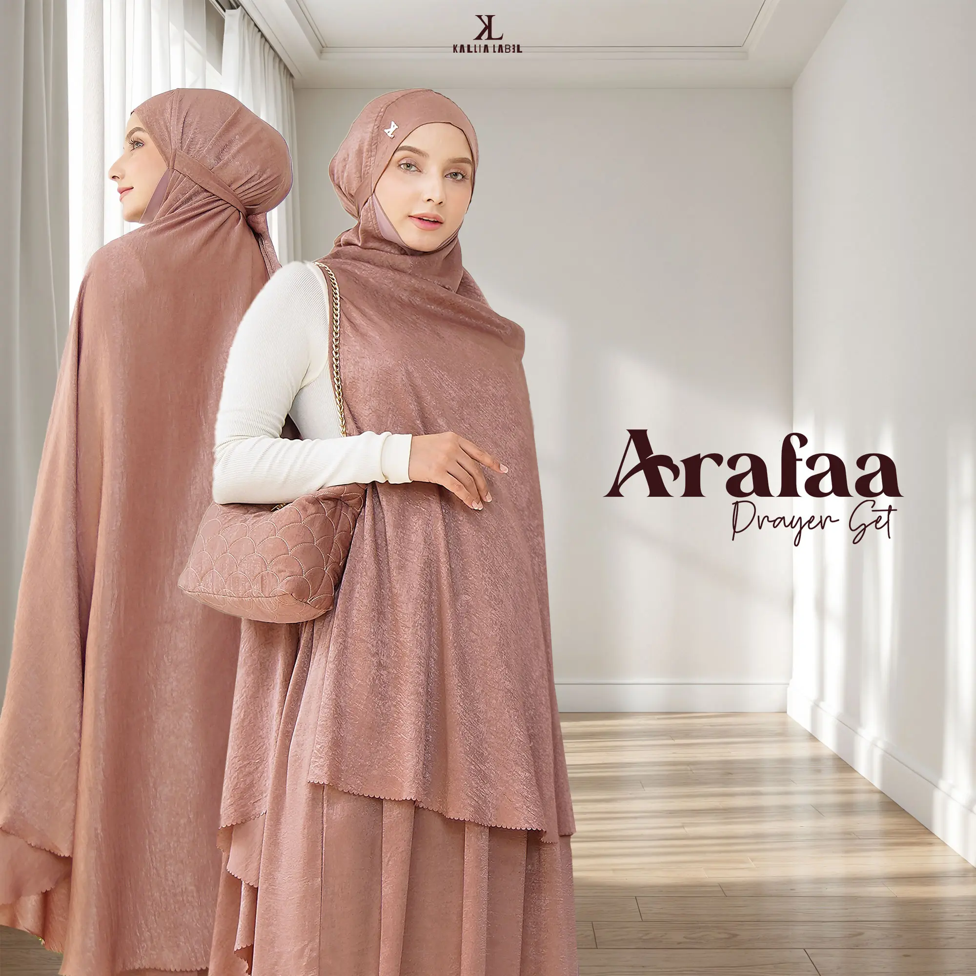 Arafaa Prayer Set | Mukena Silk Premium by Kallia | Mukena Khimar 2in1 | Packaging with box