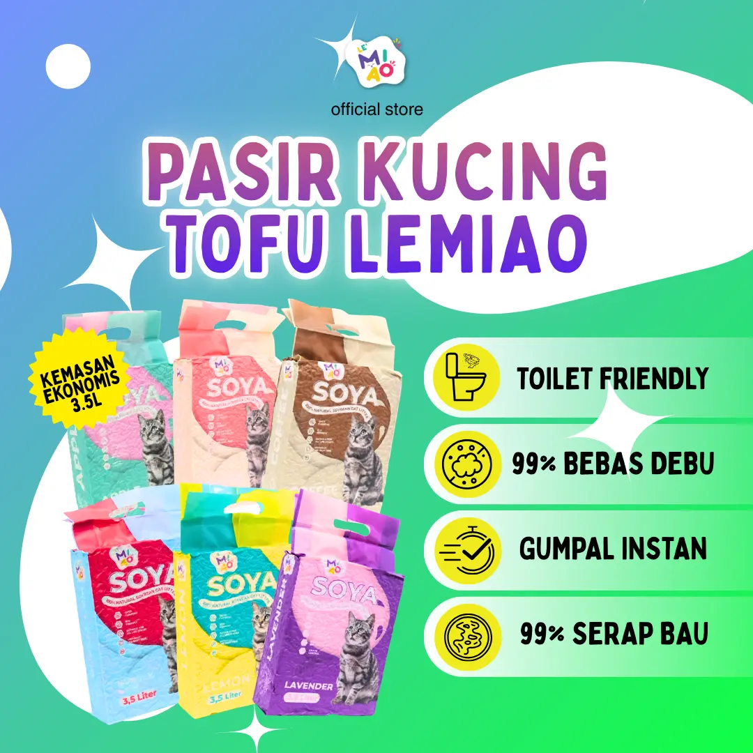 LEMIAO Tofu Soya Cat Litter 3.5L/1.2KG Pasir Kucing Organik Premium