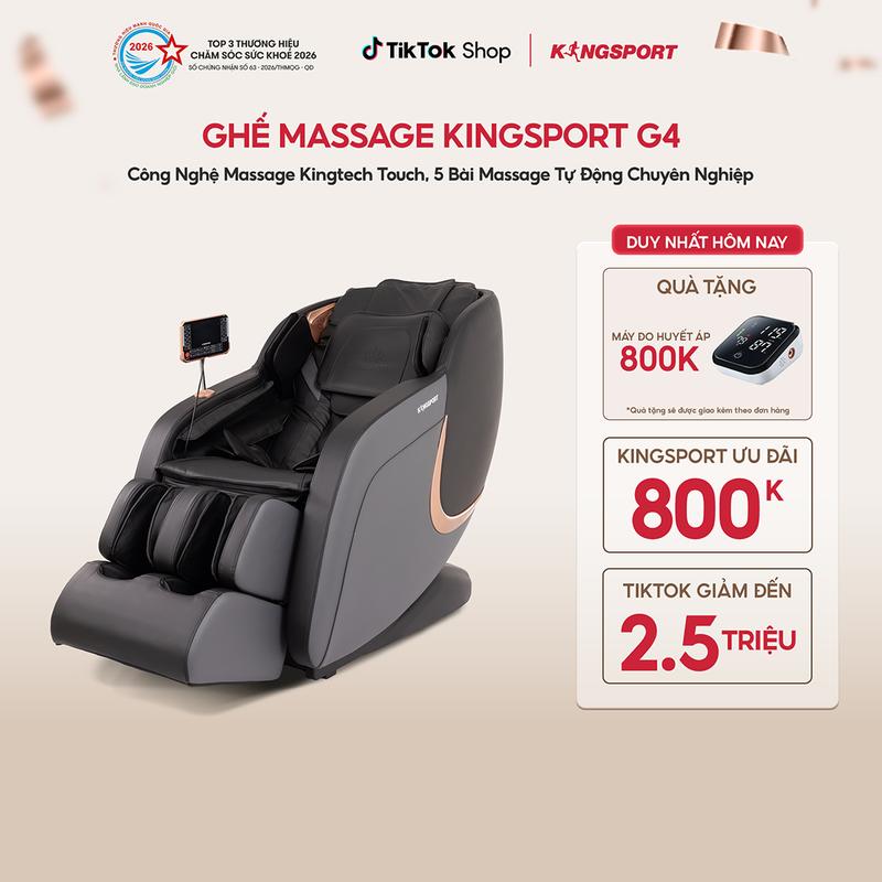 Ghế Massage Kingsport Standard G4 Điều Khiển Bằng Giọng Nói, 5 Bài Tập Massage Chuyên Biệt