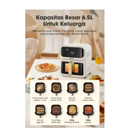Air Fryer Samono SW-AFW65 Digital Touchscreen Transparan 6,5 Liter Low Watt 5