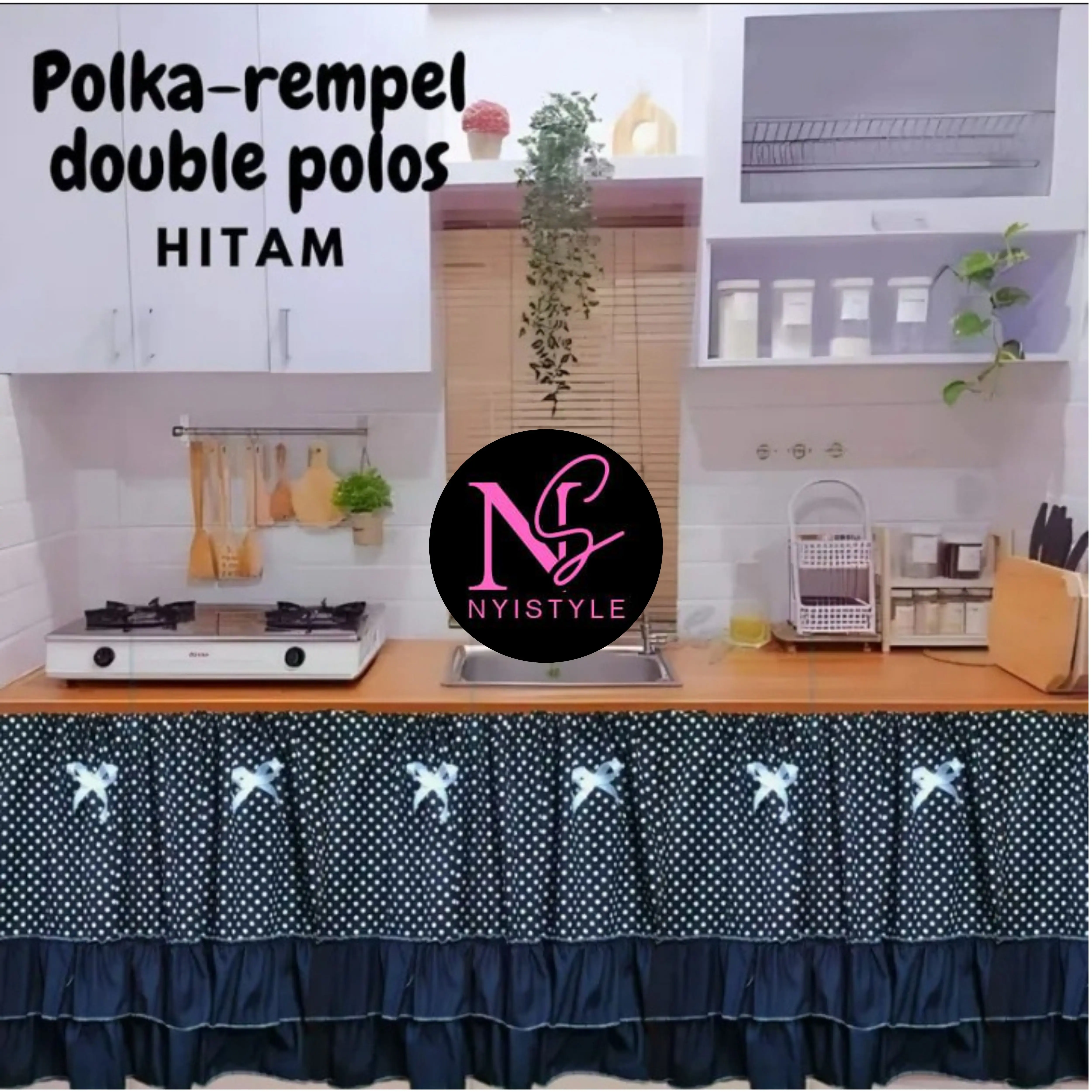 Gorden Kolong Dapur/Gorden kolong dapur dapur Raffle Double Polkadot