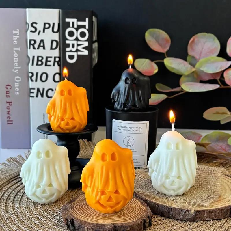 Tự làm Halloween bí ngô ma Silicone khuôn tái sử dụng cho hương thơm nến thạch…