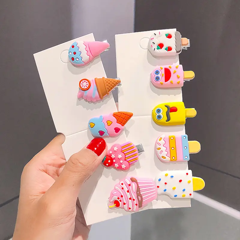 Bộ Kẹp Tóc Hoạt Hình Cho Bé Gái, 10 Cái / bộ, Trái Cây Dễ Thương, Động Vật, Phong Cách Tiệc Sinh Nhật, Phụ Kiện Tóc Cho Trẻ Sơ Sinh 6