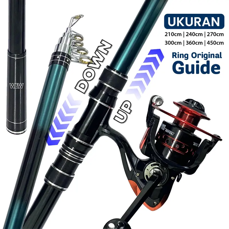 Paket Set Joran Pancing Laut Telescopic High Carbon Joran Antena Portable Teleskopik & Reel Pancing 2