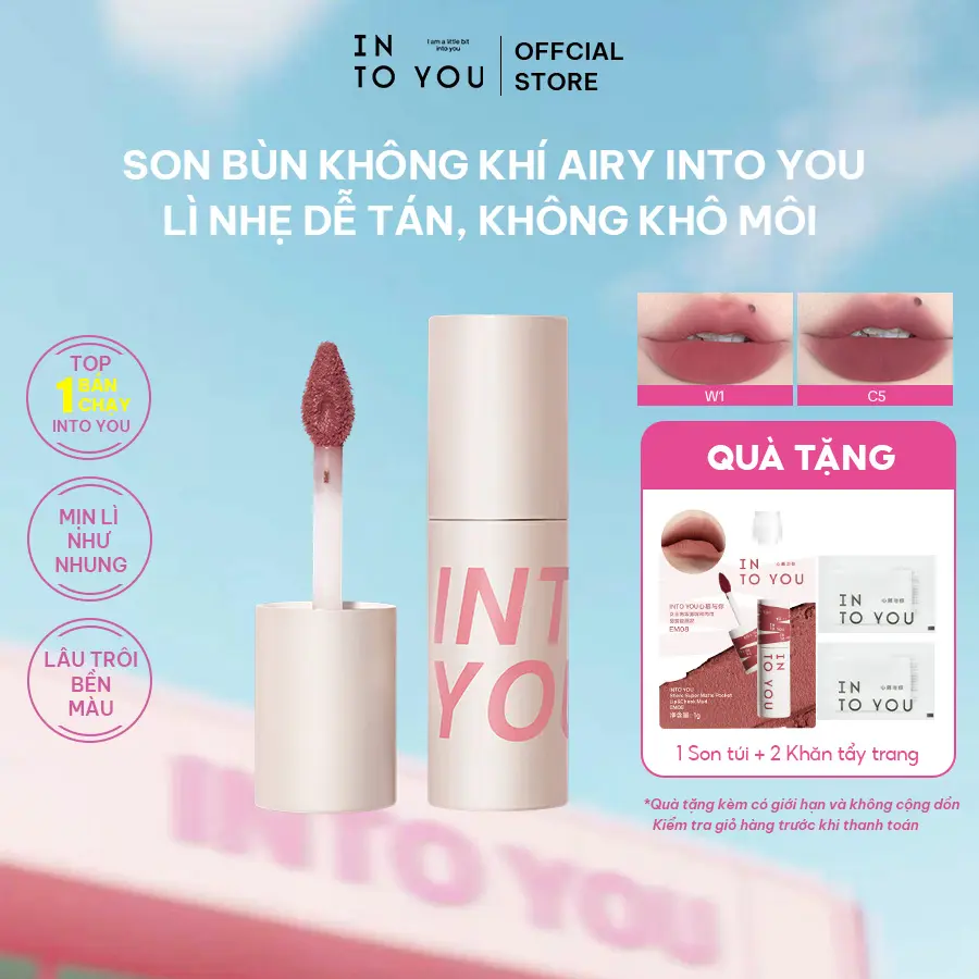 Son Bùn Không Khí Airy INTO YOU Lì Nhẹ Dễ Tán, Không Khô Môi Phù Hợp Với Nhiều Tông Da 1.8g