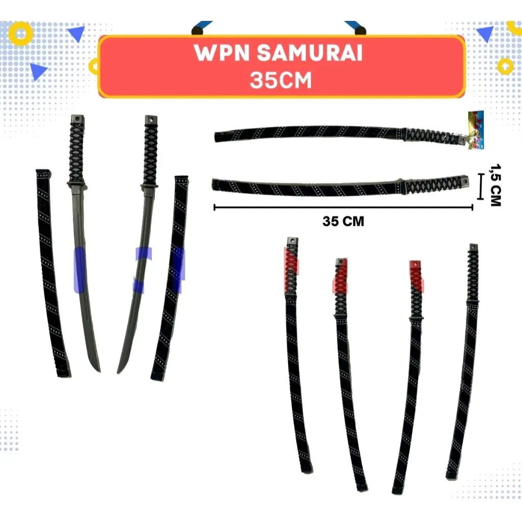 mainan anak pedang pedangan uk 35 cm wpn samurai
