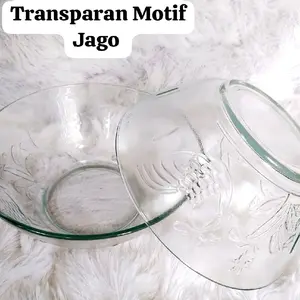 Mangkok kaca Transparan Motif Jago