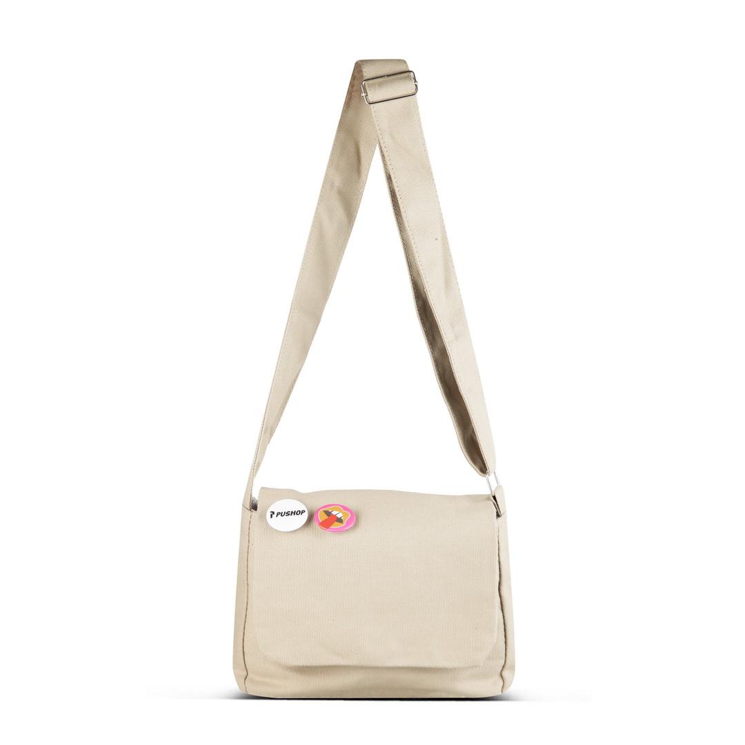 PUSHOP PAKET KOMBO HEMAT Tas Selempang Pria Wanita - Beli 1 Dapat 2 Tas selempang Slingbag Casual Paket Canvas Corduroy Hitam