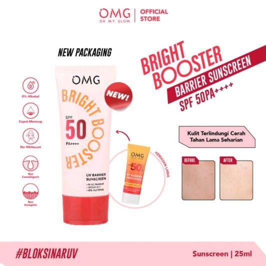 OMG Oh My Glow Bright Tone Up UV Barrier Sunscreen SPF 50 PA++ 25 ml -Mencerahkan, Melindungi UV