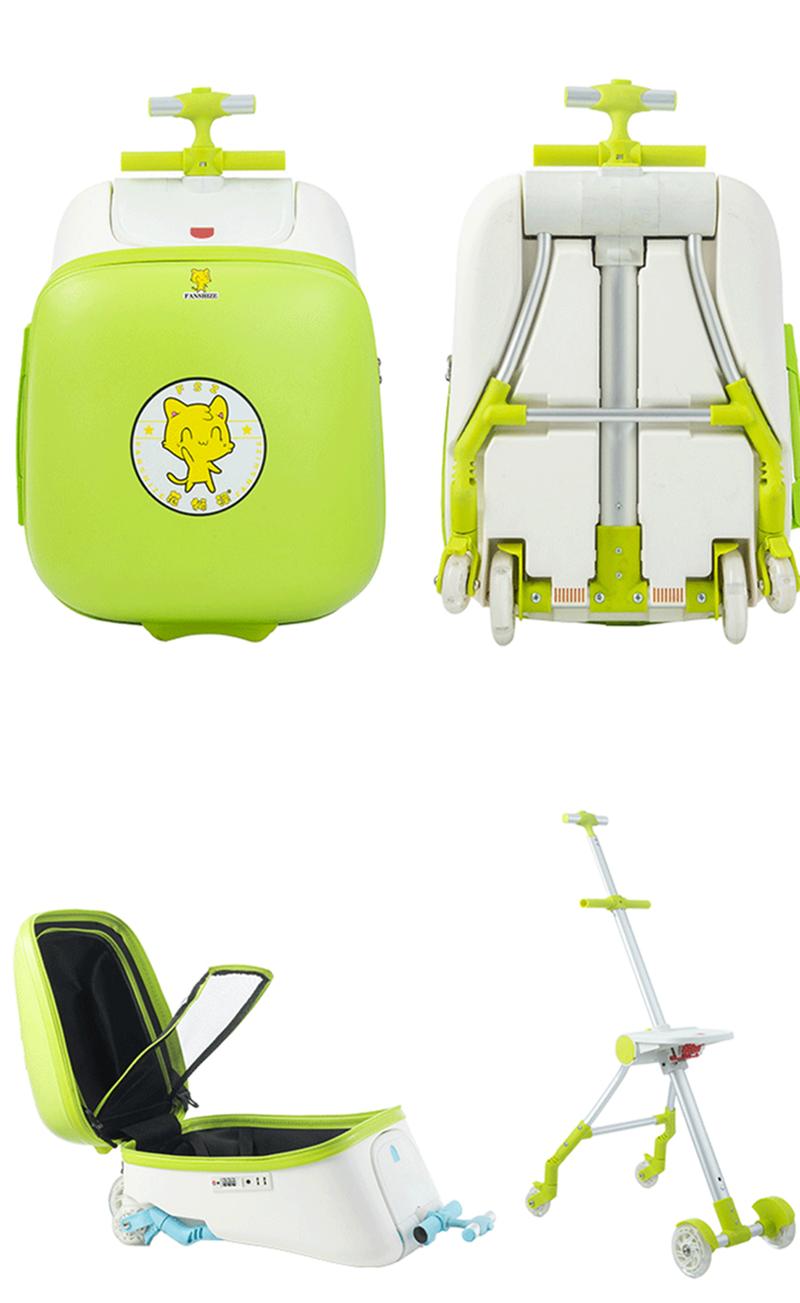 Product Introduction of 20 Inch Boarding Suitcase for Children ABS & PC Material Lazy Cart Mountable Baby Luggage Sets with Walking Feature Kid's Stroller Riding Suitcases For Travel 12