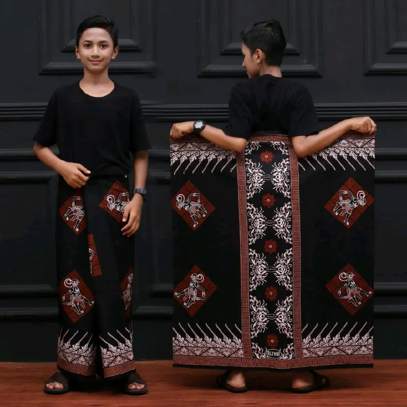 { BISA COD } Sarung Batik Anak-anak SD MI SMP MTS // Motif WAYANG & BECAK CINTA // Bahan Rayon Halus & adem // Sarung Seragam Nyaman Panjang Muslim Anak Katun 3
