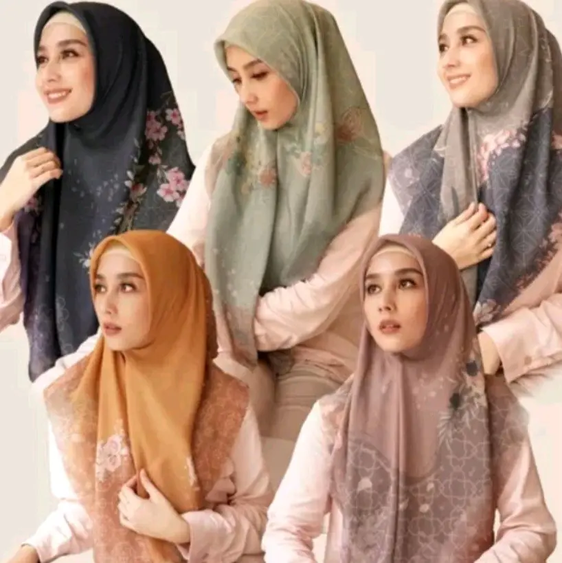 kerudung segi empat motif denai original