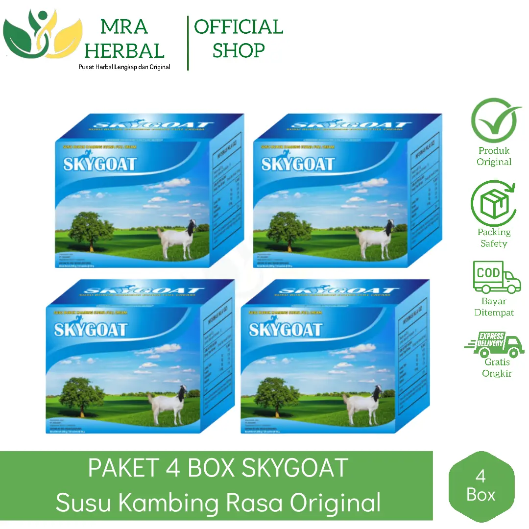 Paket 4 Sky Goat Susu Kambing Etawa Dengan Krim Bubuk | Etawaku Susu Kambing Skygoat Original Full cream | Skygoat Cokelat Paket 4