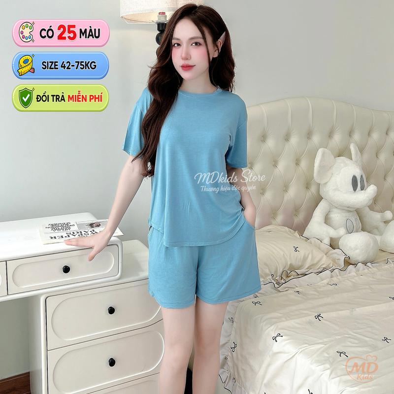 ĐỒ BỘ NỮ Thun Lạnh Tay Cộc Quần Ngắn Form Rộng Có Túi Size M-2XL 42-75kg Mềm…